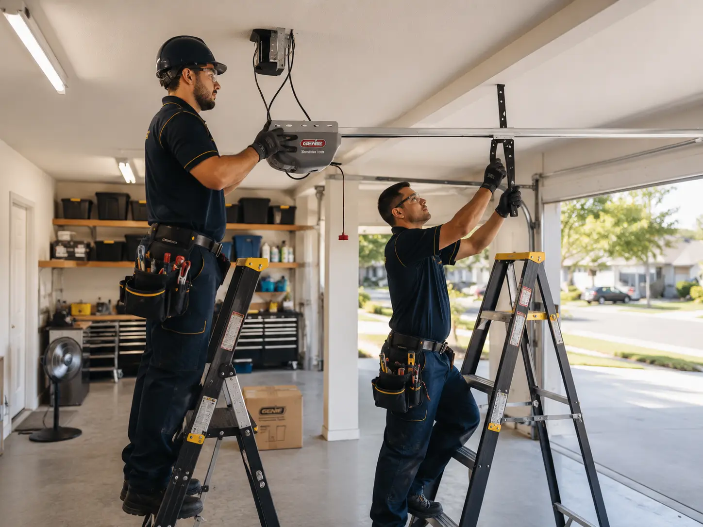 Commercial garage door repair technician