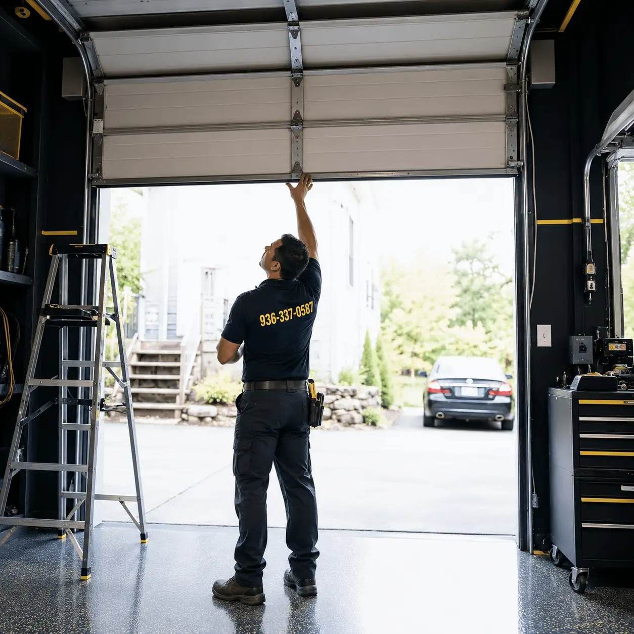 Commercial garage door installation and repair inspection