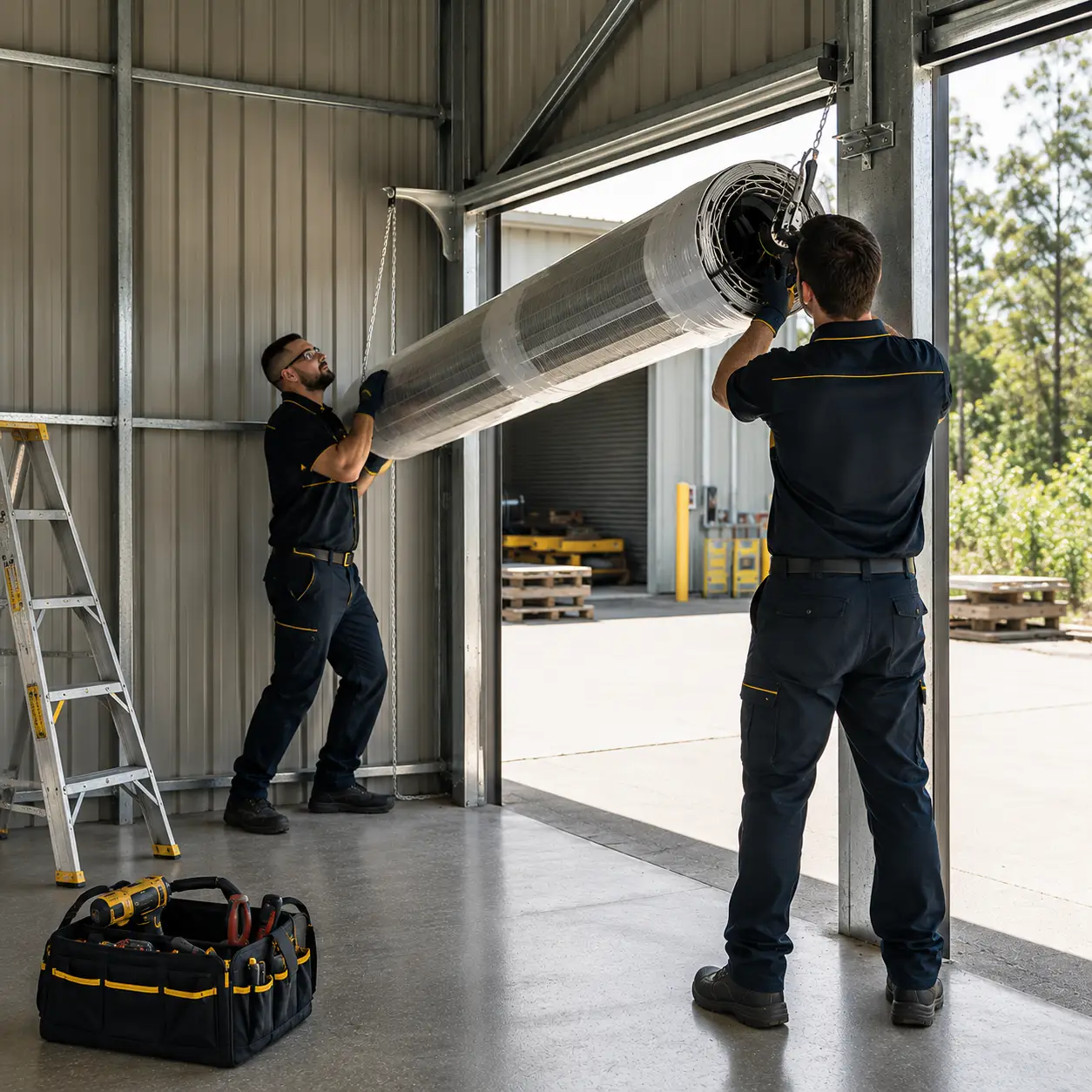 Commercial overhead door installation
