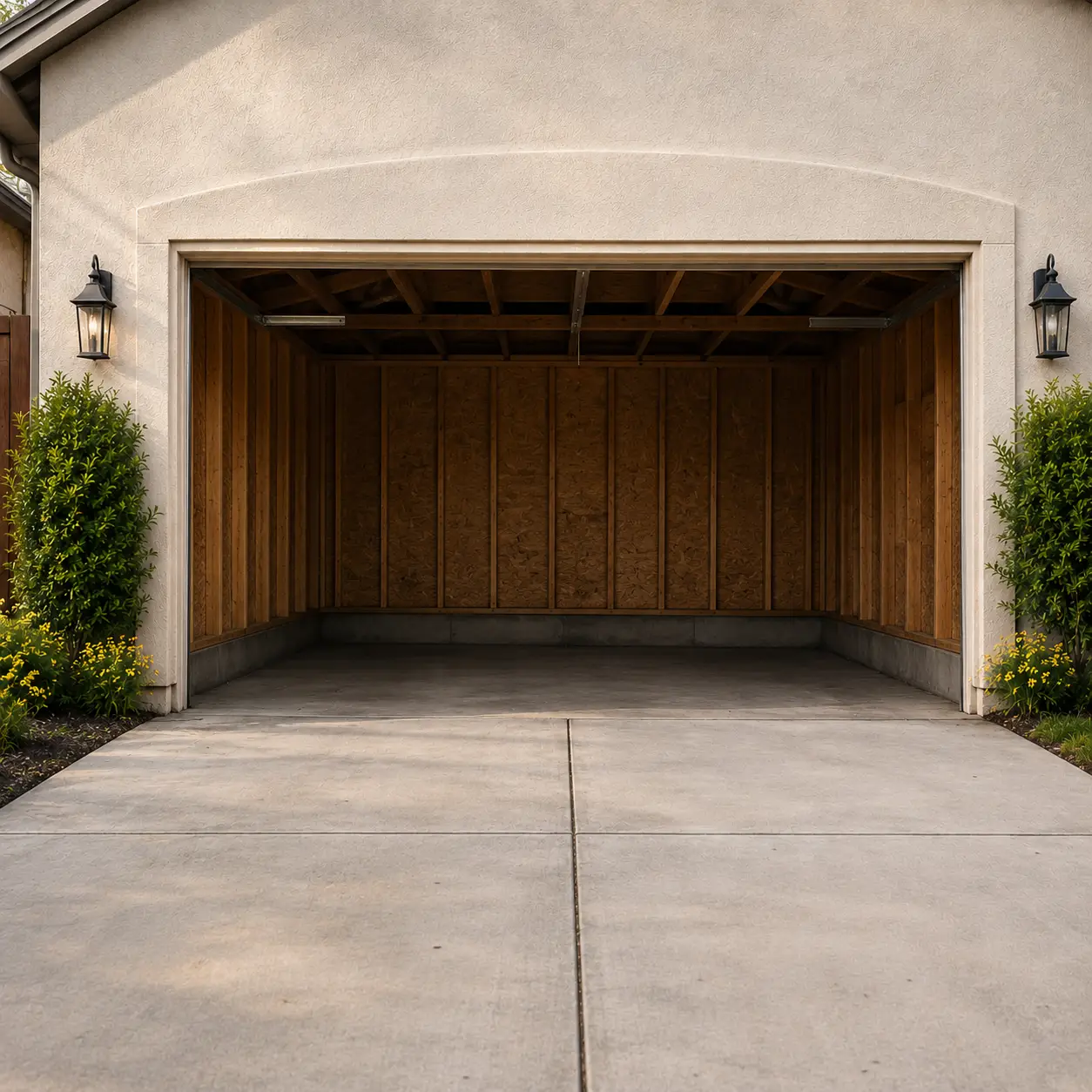 Damaged garage door before repair