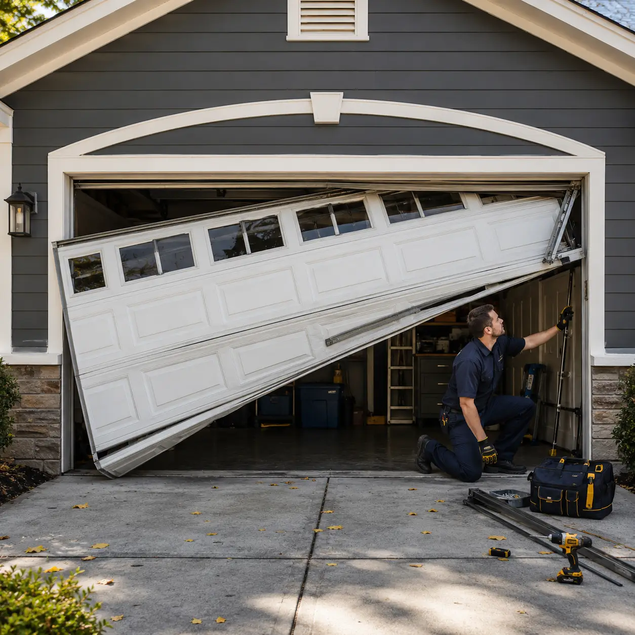 Garage door off track