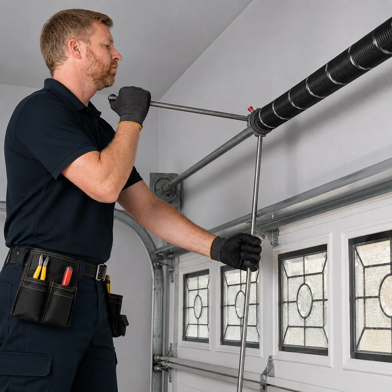 Garage door spring repair technician in Conroe TX