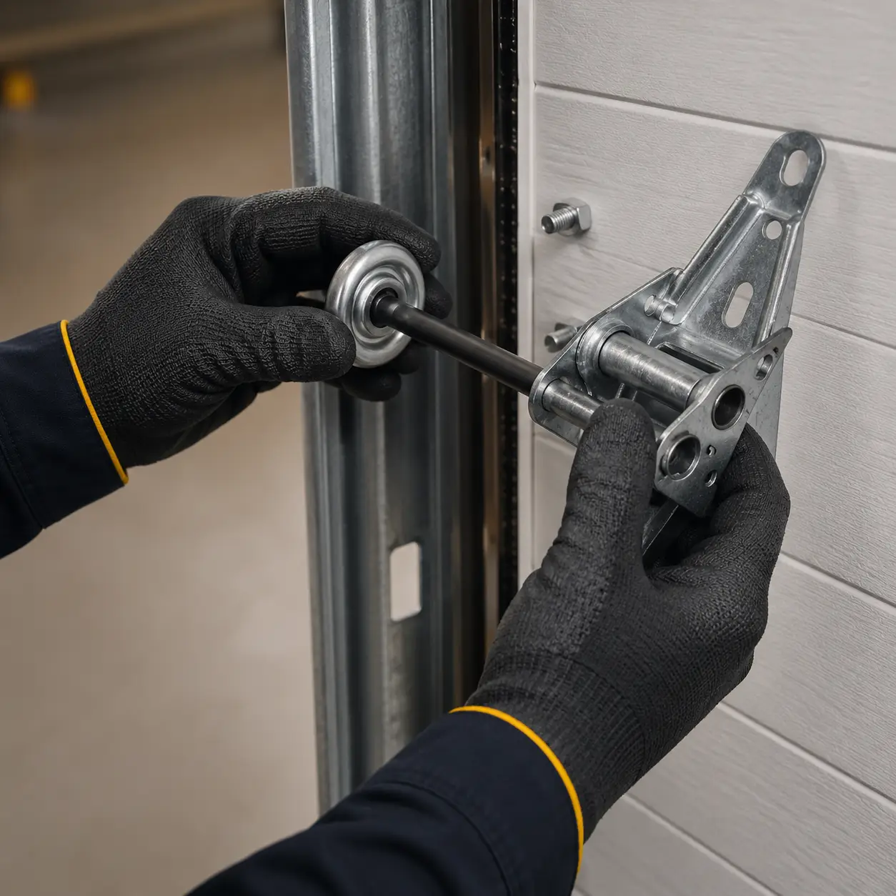 Technician performing a complete garage door Roller Inspection
 inspection